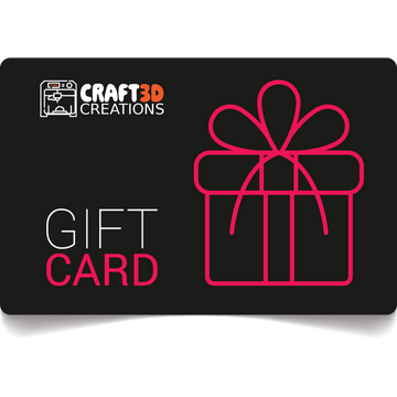 Craft3D Creations gift card with present icon on black background